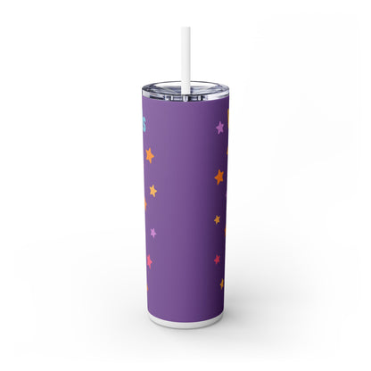 Daisy the Flower Friend | Wobbletails 20oz Skinny Purple Floral Kawaii Tumbler with Straw