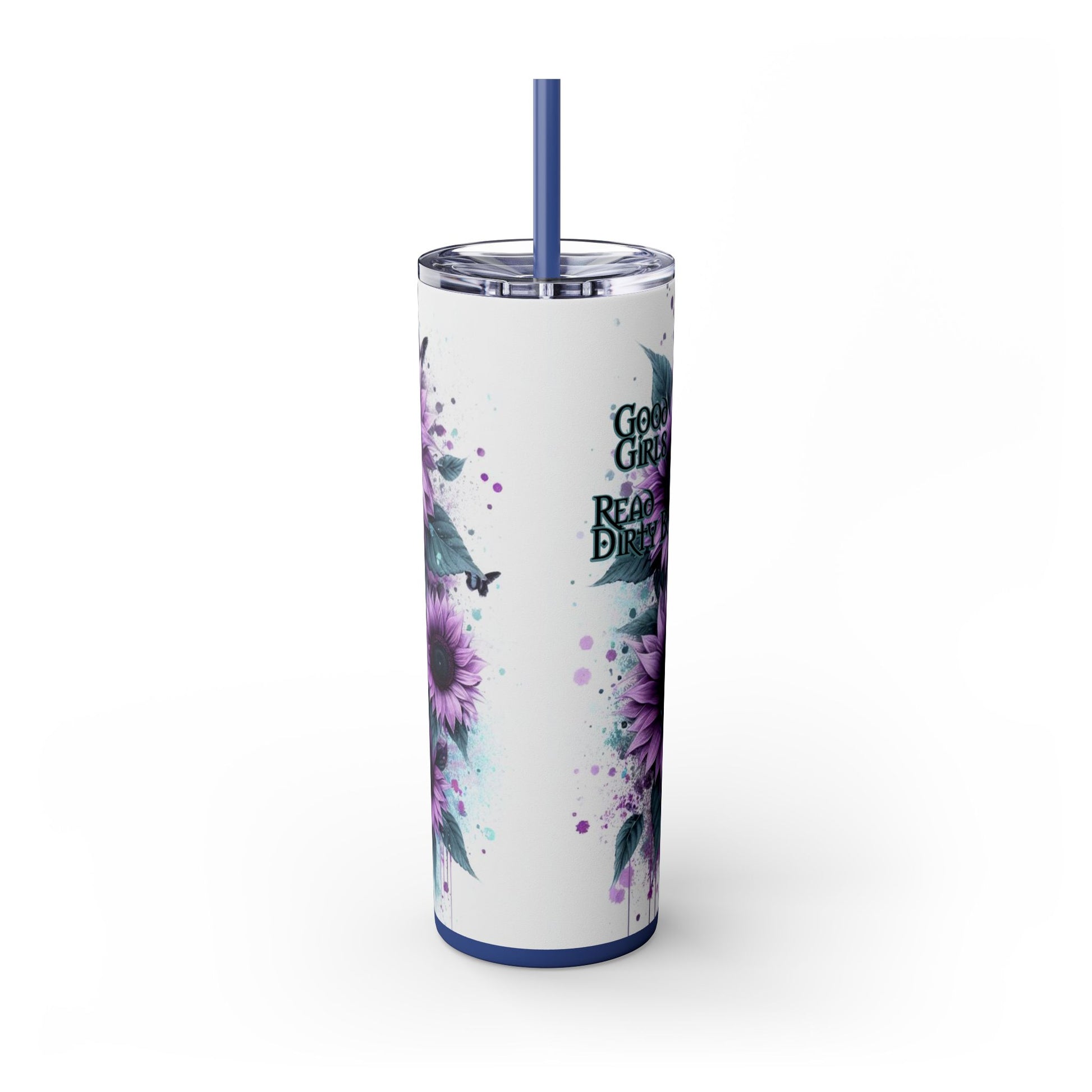 Good Girls Read Skinny Tumbler with Straw - 20oz Floral Design for Book Lovers - Sippincity