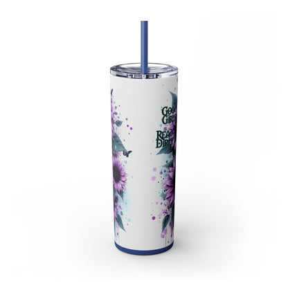 Good Girls Read Skinny Tumbler with Straw - 20oz Floral Design for Book Lovers - Sippincity