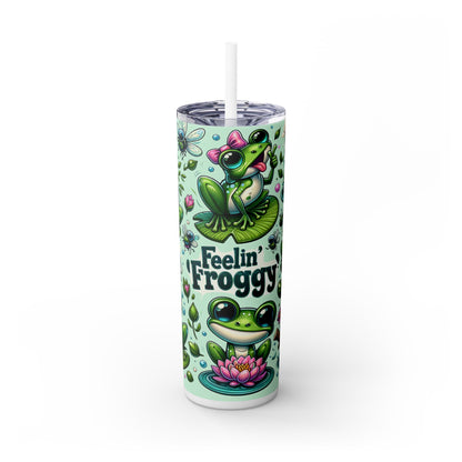 Cute Froggy Tumbler for Frog Fans – 20oz Skinny Cup with Straw