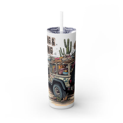 Reading & Roaming Adventure Tumbler – 20oz Skinny Book Lover Cup