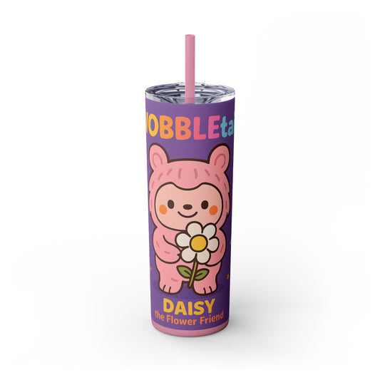 Daisy the Flower Friend | Wobbletails 20oz Skinny Purple Floral Kawaii Tumbler with Straw