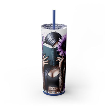 Good Girls Read Skinny Tumbler with Straw - 20oz Floral Design for Book Lovers - Sippincity