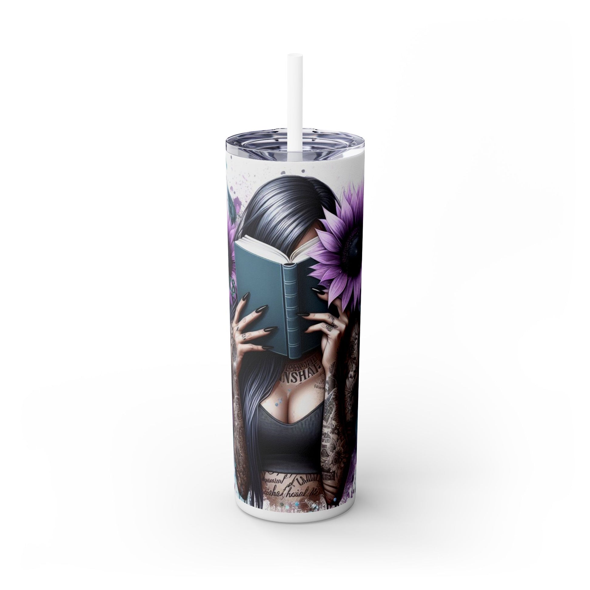 Good Girls Read Skinny Tumbler with Straw - 20oz Floral Design for Book Lovers - Sippincity