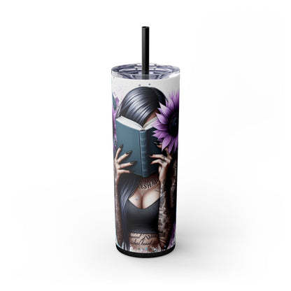 Good Girls Read Skinny Tumbler with Straw - 20oz Floral Design for Book Lovers - Sippincity