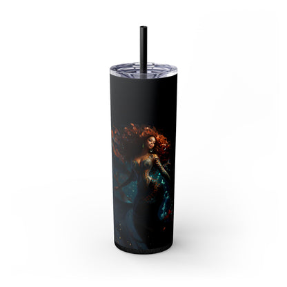 Fairycore Black Mermaid Tumbler Black Girl Magic – 20oz Skinny Cup with Lids & Straw - Sippincity