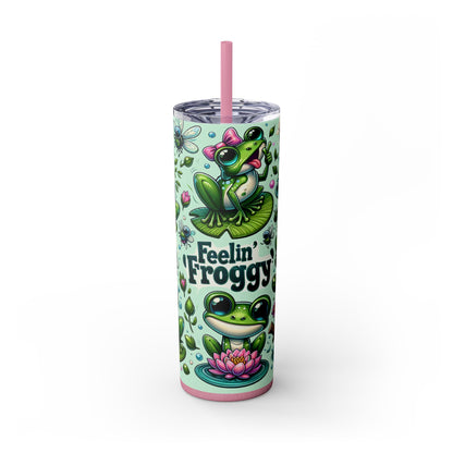 Cute Froggy Tumbler for Frog Fans – 20oz Skinny Cup with Straw