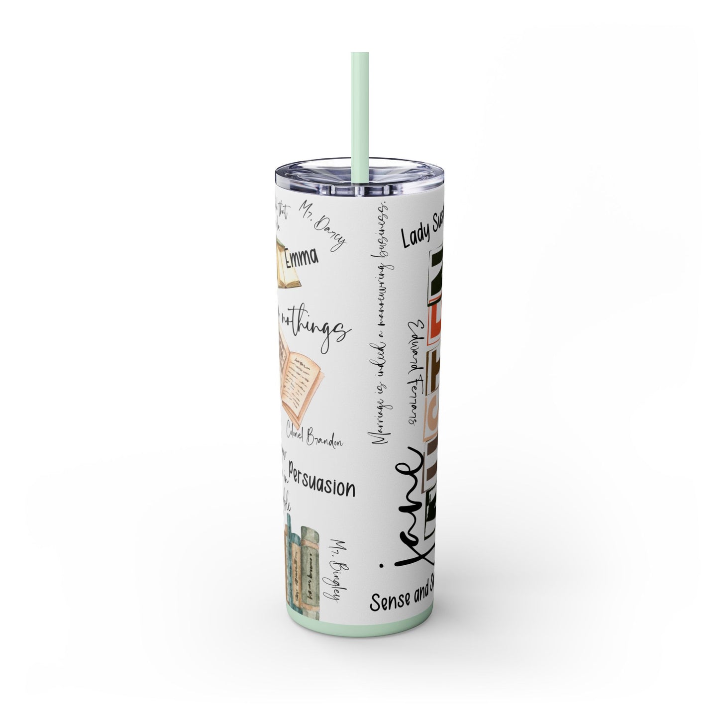 Literary Jane Austen 20 oz Skinny Tumbler with Famous Quotes - Sippincity