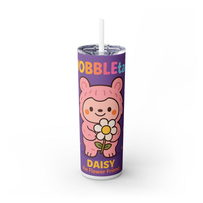 Daisy the Flower Friend | Wobbletails 20oz Skinny Purple Floral Kawaii Tumbler with Straw