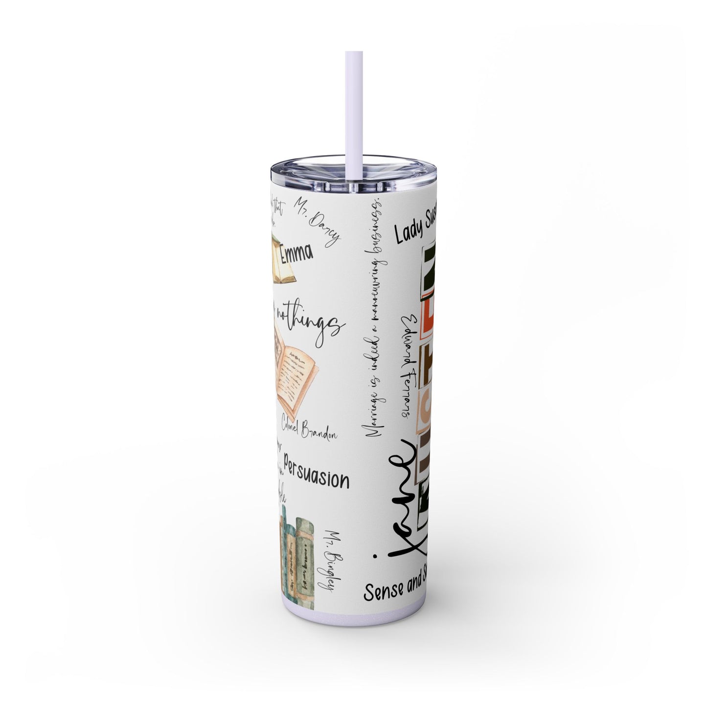 Literary Jane Austen 20 oz Skinny Tumbler with Famous Quotes - Sippincity