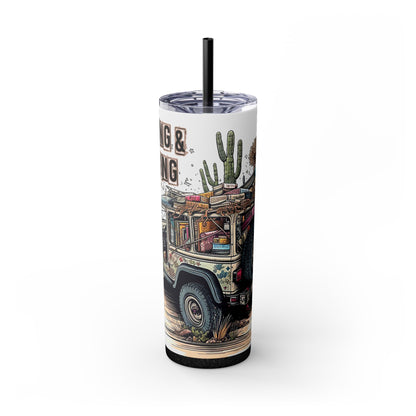 Reading & Roaming Adventure Tumbler – 20oz Skinny Book Lover Cup