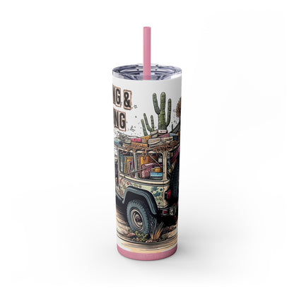 Reading & Roaming Adventure Tumbler – 20oz Skinny Book Lover Cup