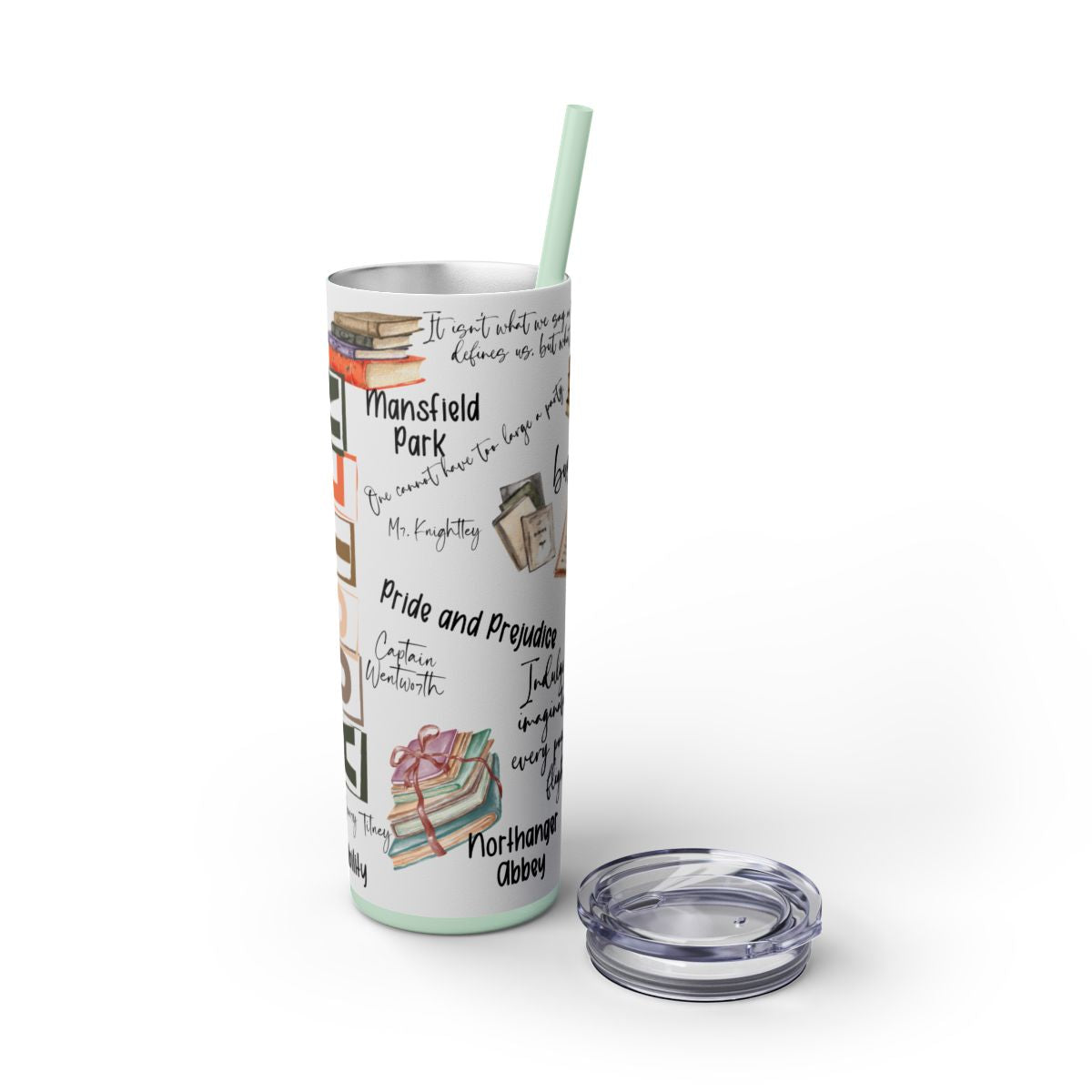 Literary Jane Austen 20 oz Skinny Tumbler with Famous Quotes - Sippincity