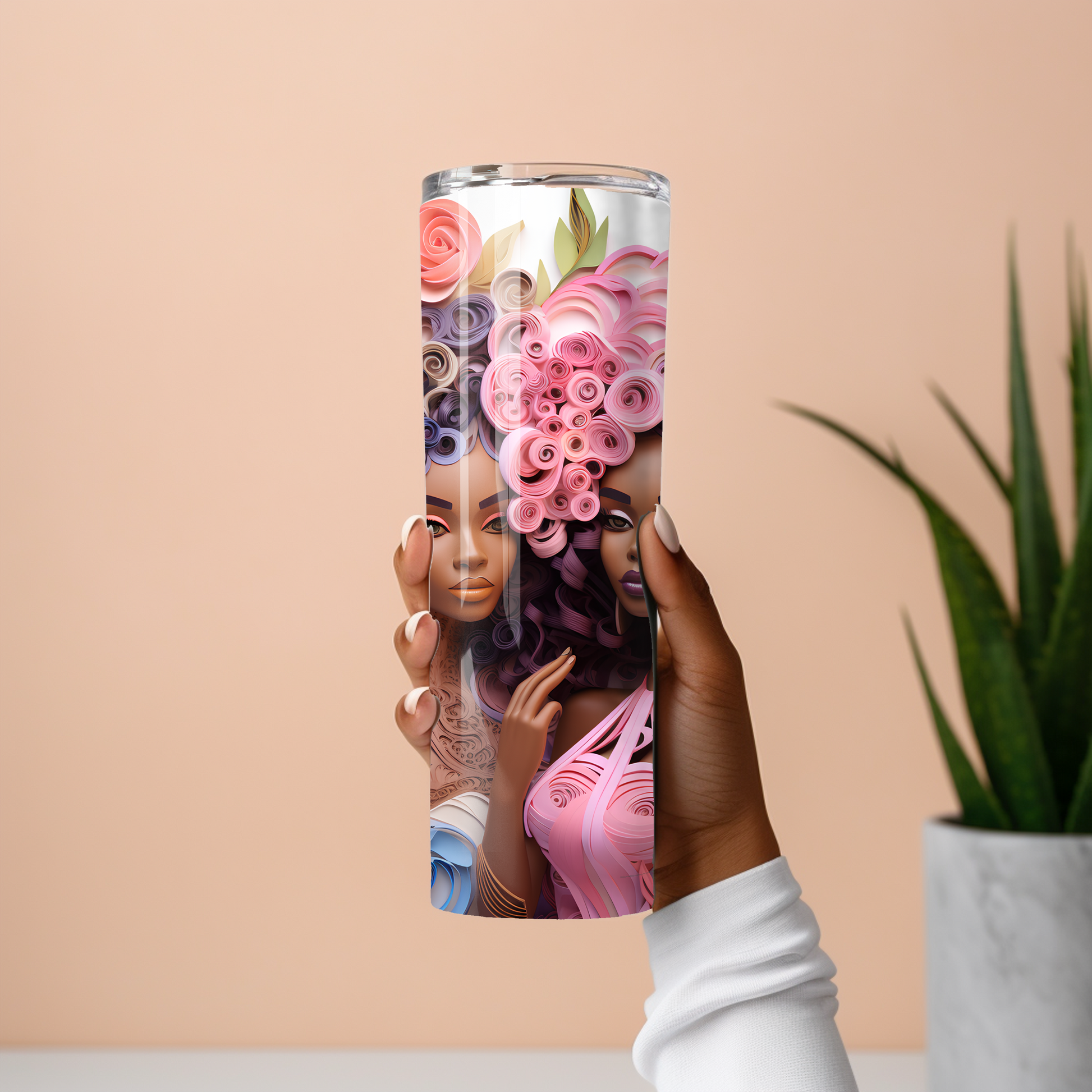 Black girl tumbler gift – 3D art stainless steel cup for women