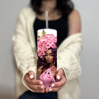 3D Melanin Beauty Tumbler – 20oz Black Girl Cup