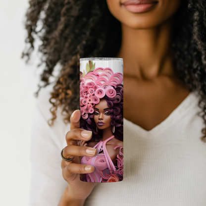 3D Melanin Beauty Tumbler – 20oz Black Girl Cup