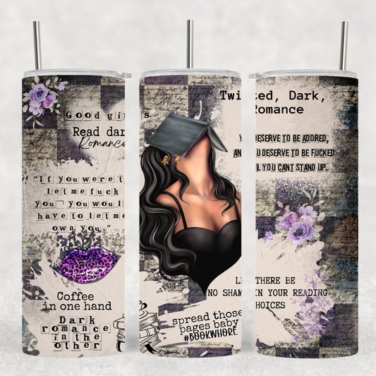 Smut Book Lover 20oz Tumbler with Dark Romance Art and Floral Design