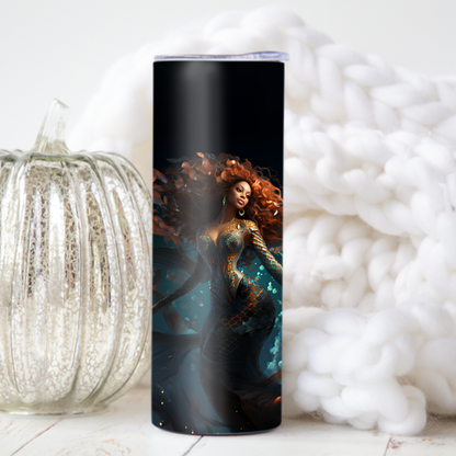 Fairycore Black Mermaid Tumbler Black Girl Magic – 20oz Skinny Cup with Lids & Straw - Sippincity