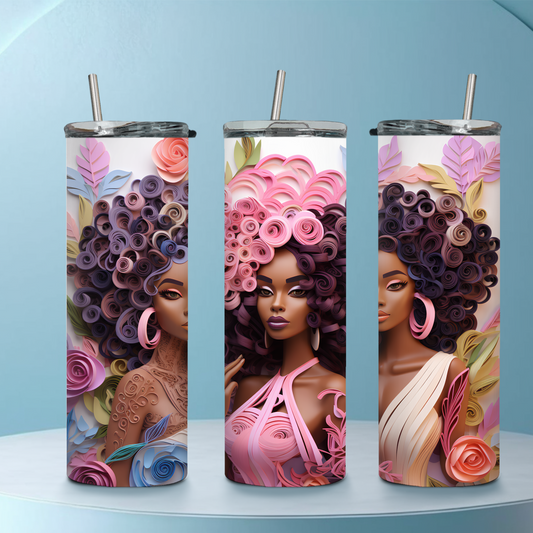 3D Black Girl Magic Tumbler – 20oz Afrocentric Stainless Cup