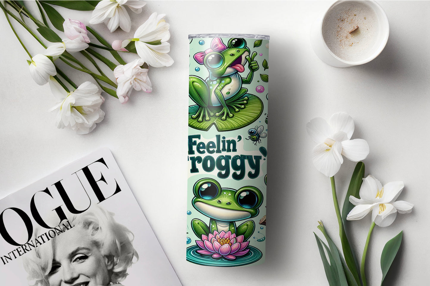 Cute Froggy Tumbler for Frog Fans – 20oz Skinny Cup with Straw