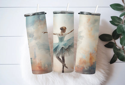 Ballet performance tumbler with soft dreamy design