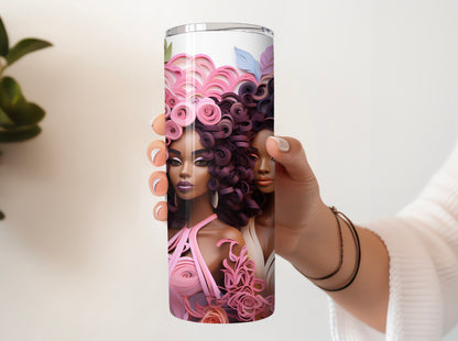 3D Melanin Beauty Tumbler – 20oz Black Girl Cup