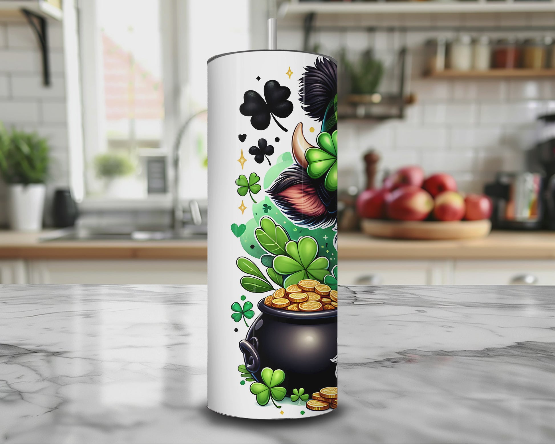 Lucky Shamrock and Highland Cow Travel Tumbler – 20 oz Insulated Mug for Hot or Cold Drinks| video