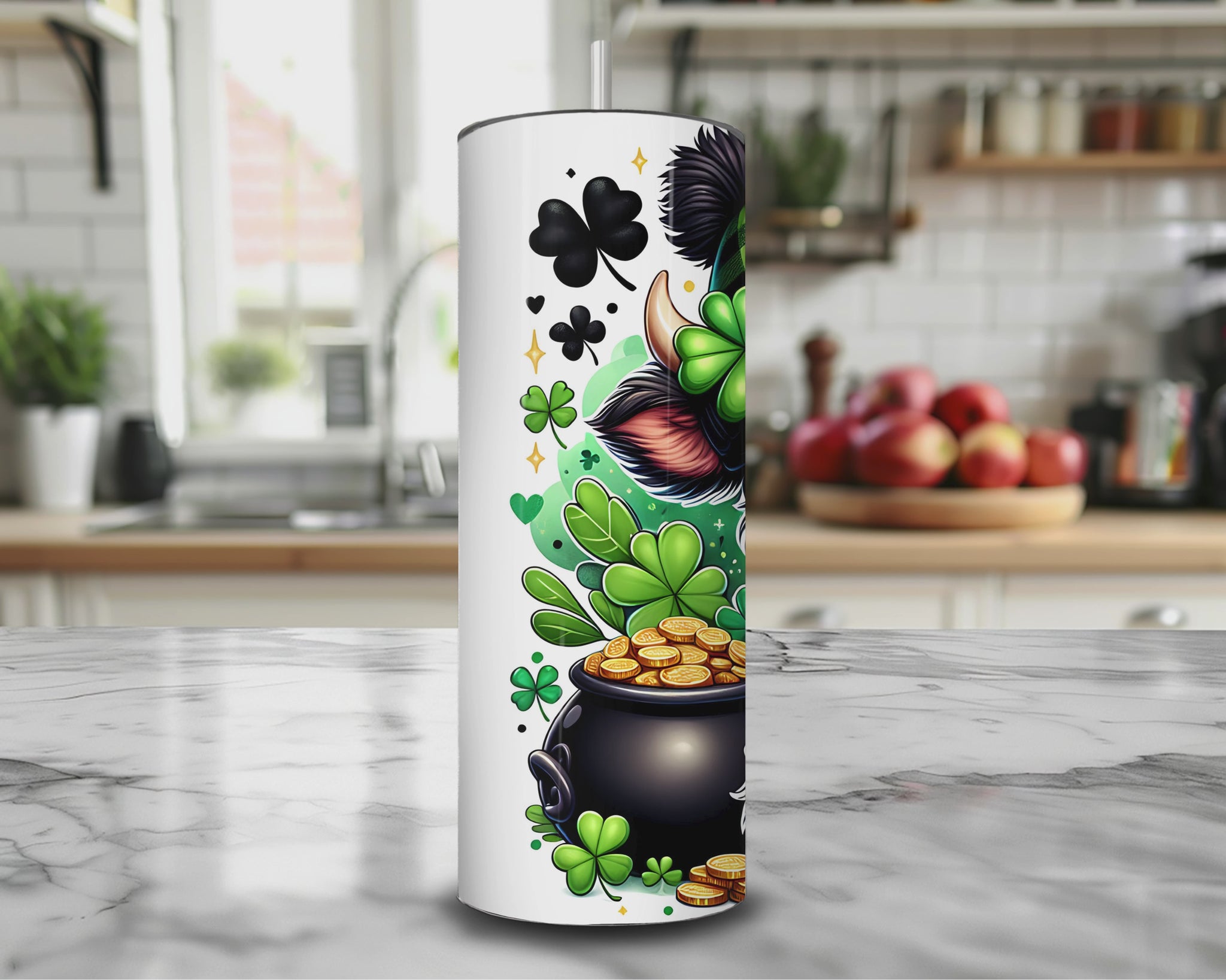 Lucky Shamrock and Highland Cow Travel Tumbler – 20 oz Insulated Mug for Hot or Cold Drinks| video