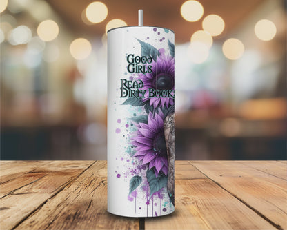 Good Girls Read Skinny Tumbler with Straw - 20oz Floral Design for Book Lovers