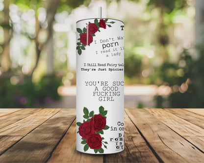 Smut Slut Book Reader 20 oz Skinny Tumbler – Spicy Book Lover Cup