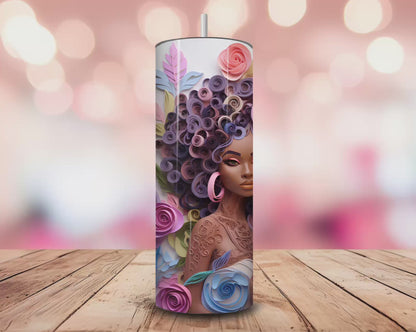 3D Melanin Beauty Tumbler – 20oz Black Girl Cup