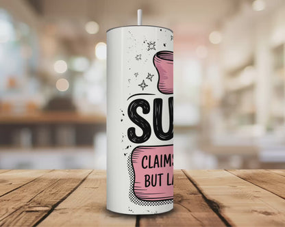 Pink and black humorous tumbler design with bold lettering and stars, perfect for moms and nap lovers