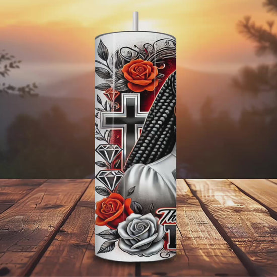 * Black Queen Prayer Tumbler – Christian Inspirational Gift