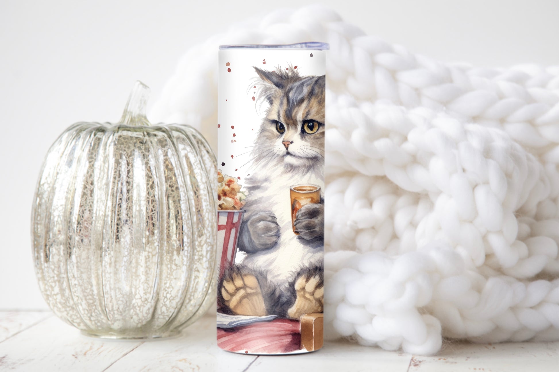 Funny Cat Movie Night Tumbler – Cozy Popcorn & Drink Cup - Sippincity