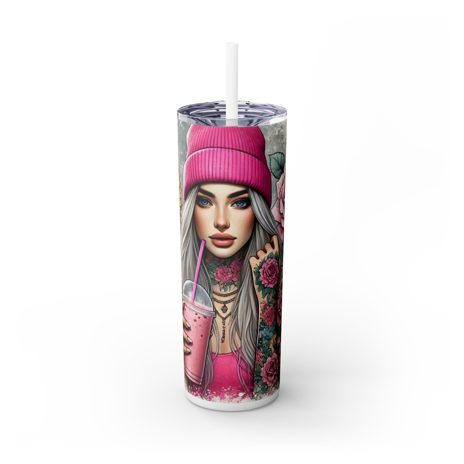 Tattoo Lover’s Floral Tumbler– Inked Sunflower and Roses Design Drinkware - Sippincity