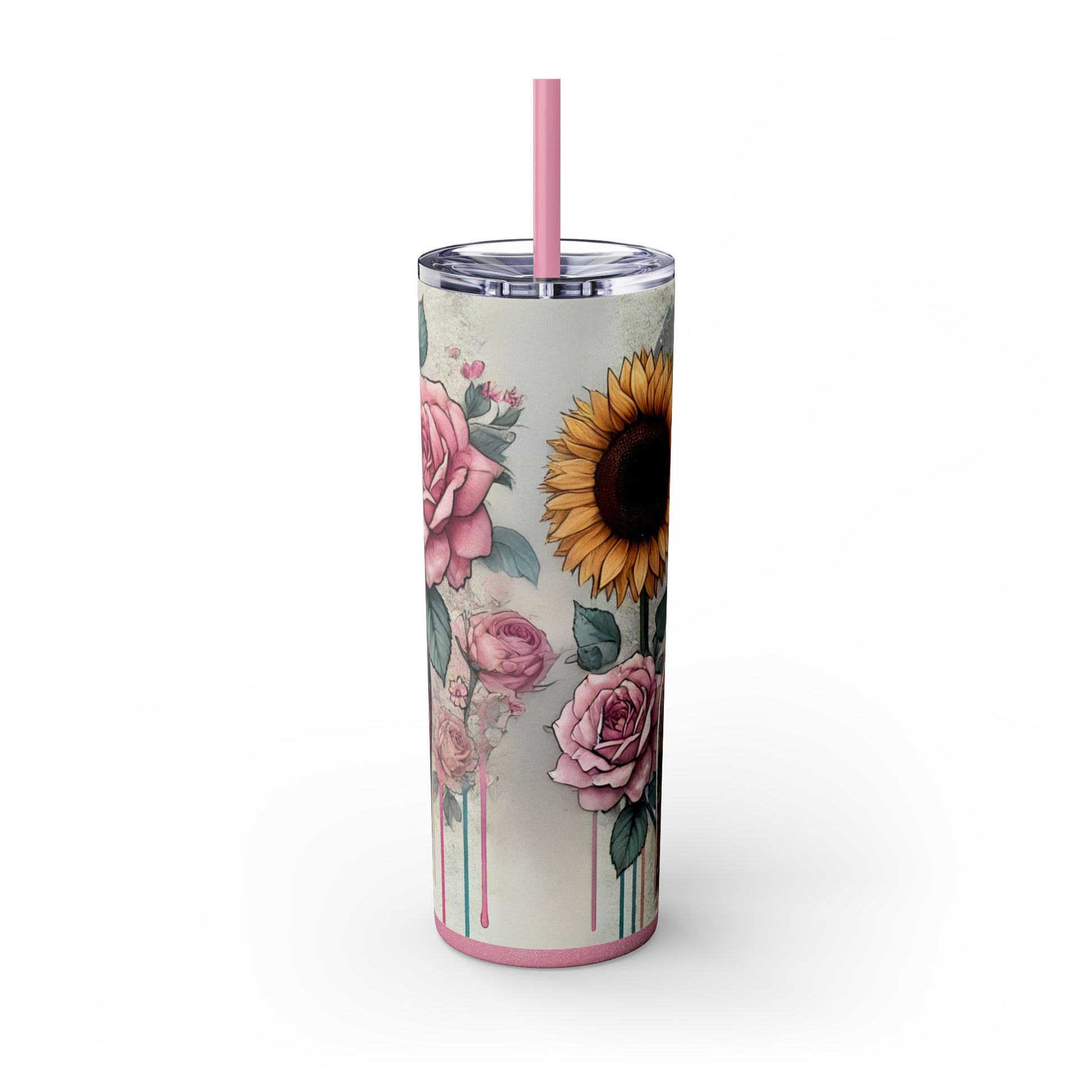 Tattoo Lover’s Floral Tumbler– Inked Sunflower and Roses Design Drinkware - Sippincity