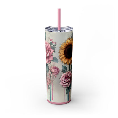 Tattoo Lover’s Floral Tumbler– Inked Sunflower and Roses Design Drinkware - Sippincity