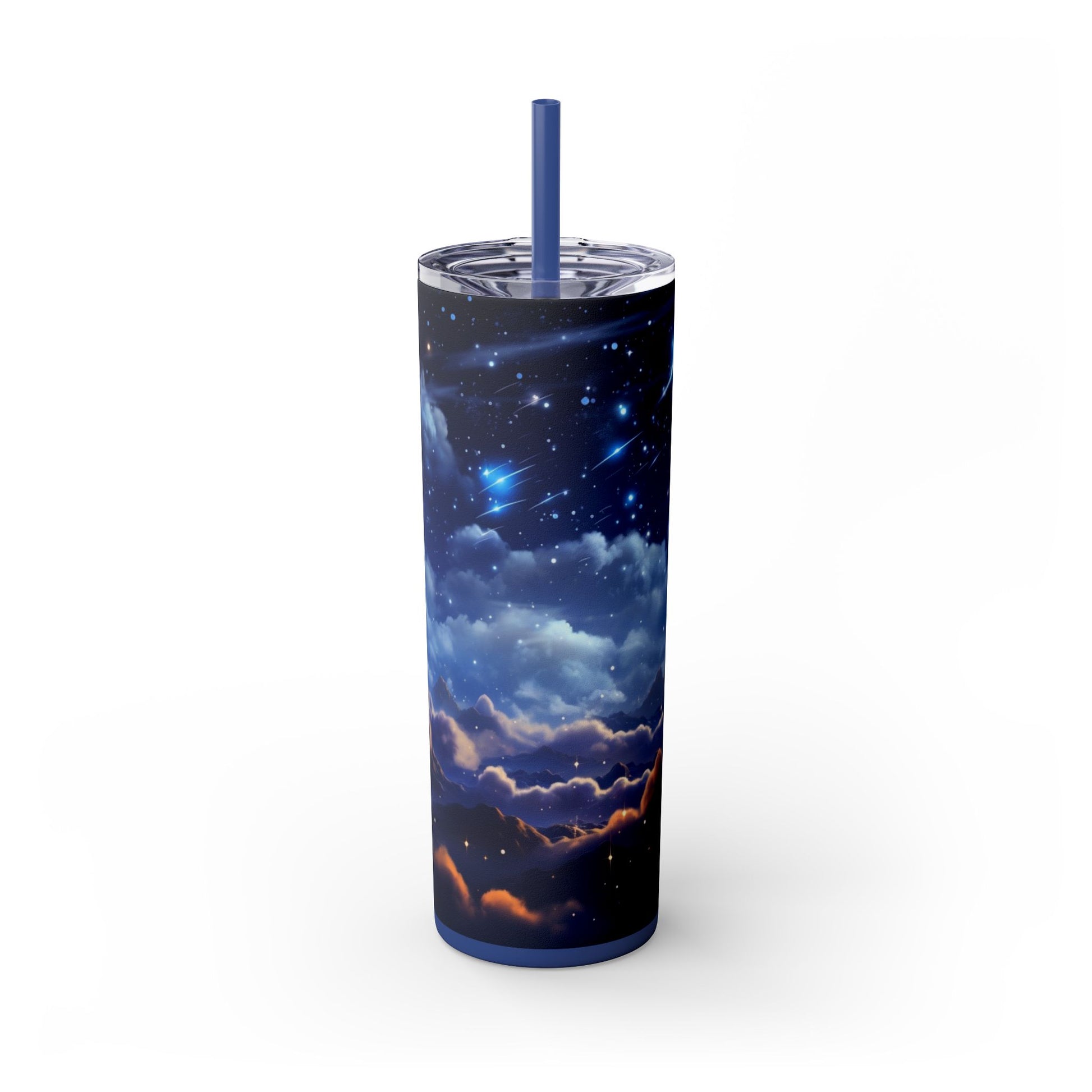 20 oz Skinny Tumbler - Dreamy Sky Celestial Cloud Coffee Cup with Lid & Straw - Sippincity