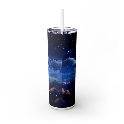 20 oz Skinny Tumbler - Dreamy Sky Celestial Cloud Coffee Cup with Lid & Straw - Sippincity