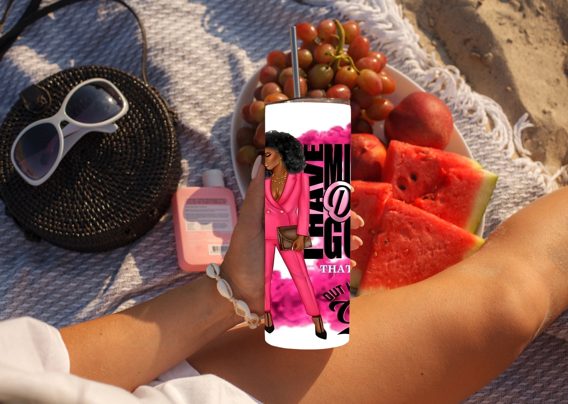 Afro Boss Babe Pink Tumbler - Million Dollar Goals Motivation - Sippincity