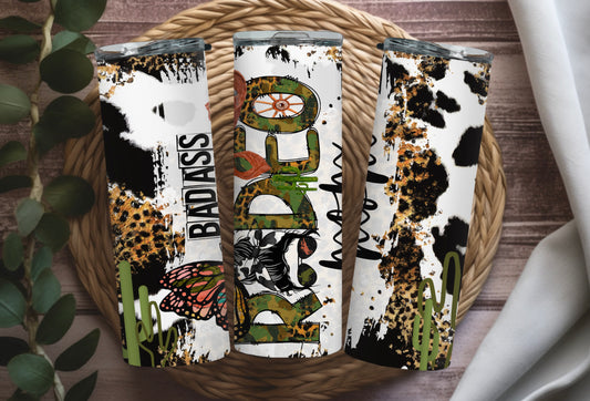 Badass Rodeo Mom Cup – Rustic Western Stainless Steel Tumbler with Messy Bun Design - Sippincity