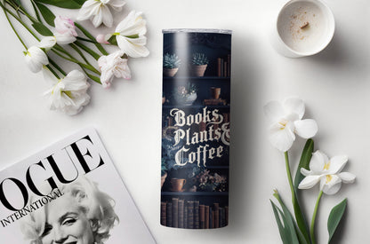 Books Plants Coffee 20oz Skinny Tumbler with Straw - Sippincity