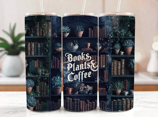 Books Plants Coffee 20oz Skinny Tumbler with Straw - Sippincity