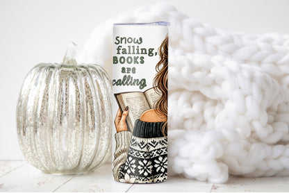 Cozy Winter Book Lover 20 oz Skinny Tumbler – Holiday Reading Vibes - Sippincity