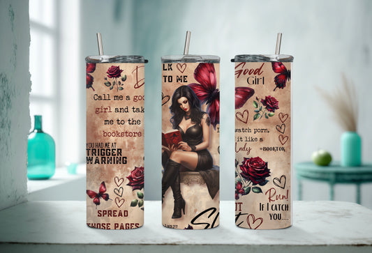 Dark Romance Reader Tumbler - 20 oz Skinny Insulated Cup for Book Lovers - Sippincity