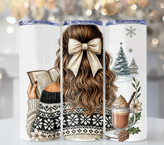 Festive Christmas Book Lover Tumbler-Cozy Reading & Coffee Mug - Sippincity