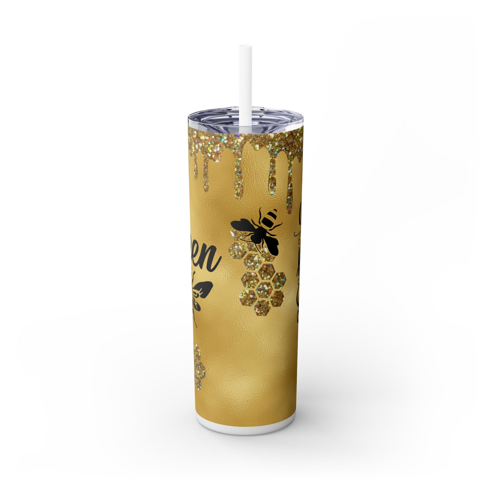 Gold Drip Bee Tumbler with Inspirational Quote - Kind Words Like Honey - Sippincity