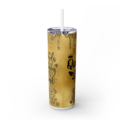 Gold Drip Bee Tumbler with Inspirational Quote - Kind Words Like Honey - Sippincity