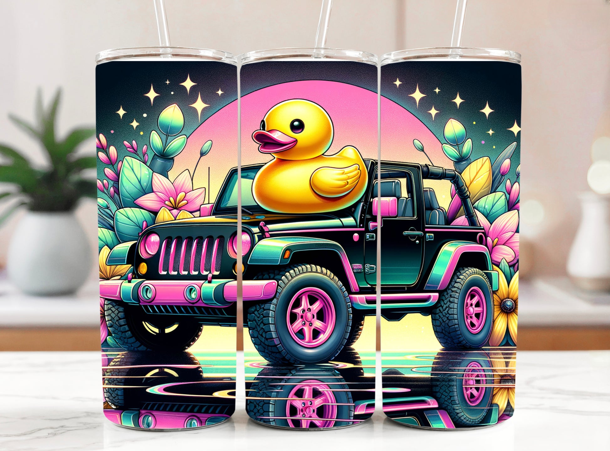 Happy Duck Tumbler 20 oz Skinny Yellow Duck Travel Cup - Sippincity