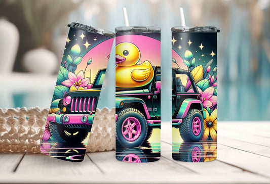Happy Duck Tumbler 20 oz Skinny Yellow Duck Travel Cup - Sippincity